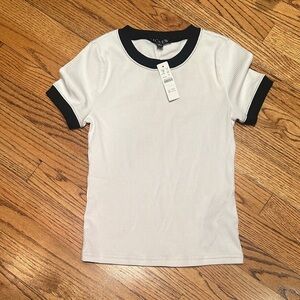 J. Crew Womens White Tee with Black Accents